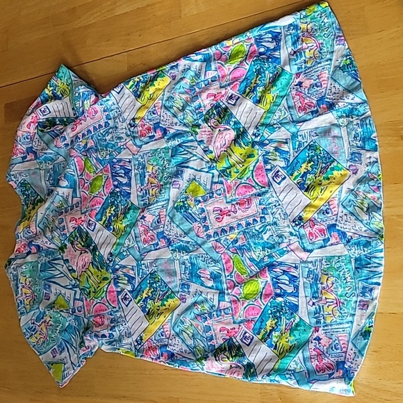 Lilly Pulitzer Etta V-Neck Tee Top Multi Wish You Were Here - Picture 8 of 8